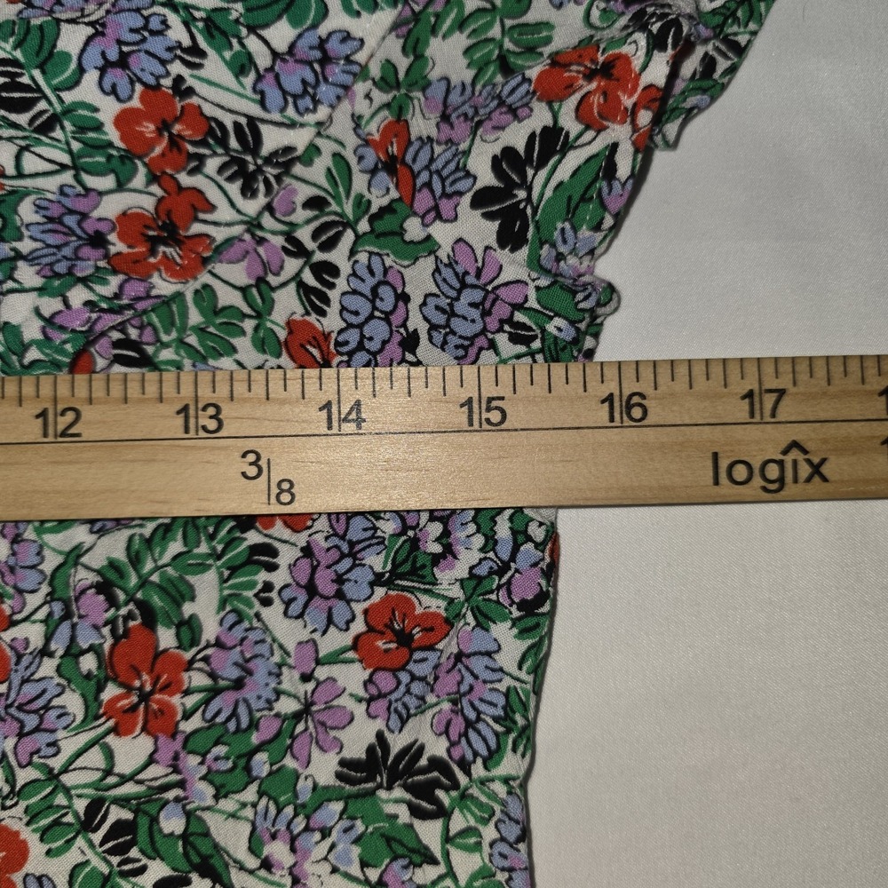 Anthropologie Maeve Austen Floral Collared V-Neck Blouse  Size 00P Cottagecore - Picture 5 of 10